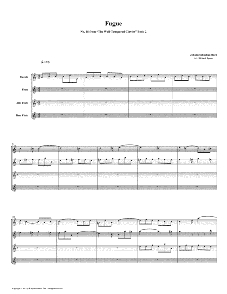 Fugue 18 from Well-Tempered Clavier, Book 2 (Flute Quartet) (arr. Richard Byrnes)