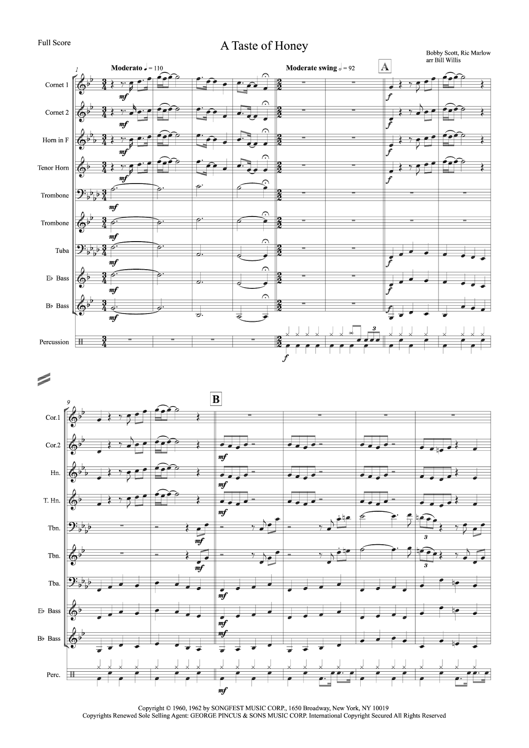A Taste Of Honey (arr. Bill Willis)