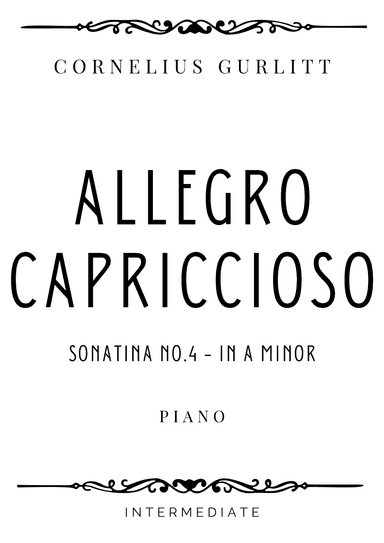 Gurlitt - Allegro Capriccioso from Sonatina No. 4 in A minor - Intermediate (arr. Piacere Music Sheets)