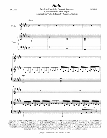 Halo (arr. James M. Guthrie, ASCAP)