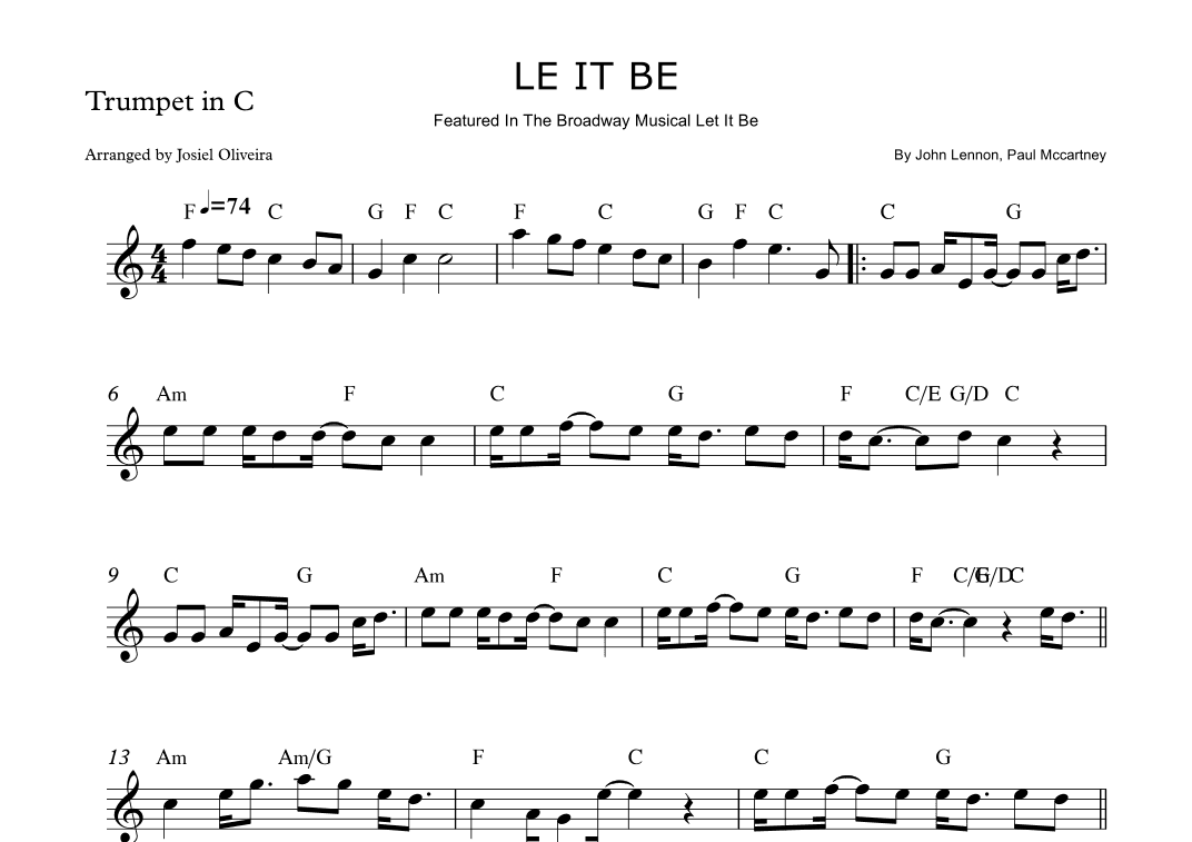 Let It Be (arr. Josiel Oliveira)