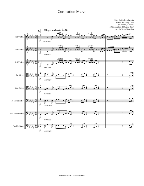 Coronation March (Db) (String Octet - 3 Violins, 2 Violas, 2 Cellos, 1 Bass) (arr. Regis Bookshar)