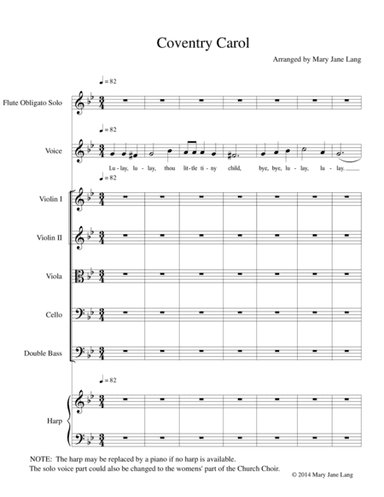 Coventry Carol -- The Blessing and Peace of Christmas (arr. Mary Jane Lang)