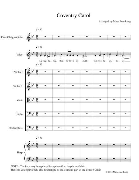 Coventry Carol -- The Blessing and Peace of Christmas (arr. Mary Jane Lang)