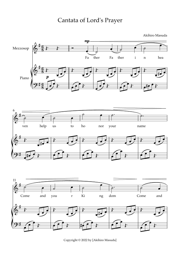 Cantata of Load's Prayer for mezzosoprano