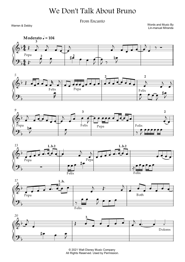 We Don't Talk About Bruno (arr. Warren & Debby)
