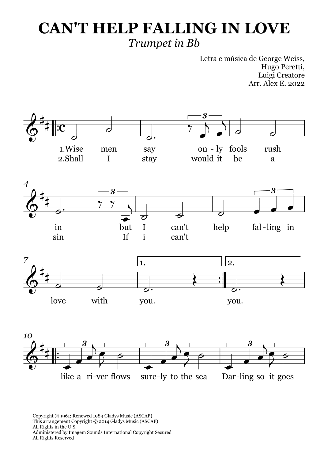 Can't Help Falling In Love (arr. Alex E.)