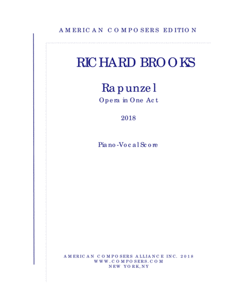 [Brooks] Rapunzel (Piano Reduction)