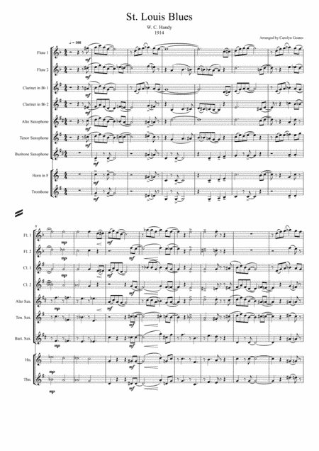 St. Louis Blues (Handy) for 9 part wind ensemble (arr. Carolyn Goates)