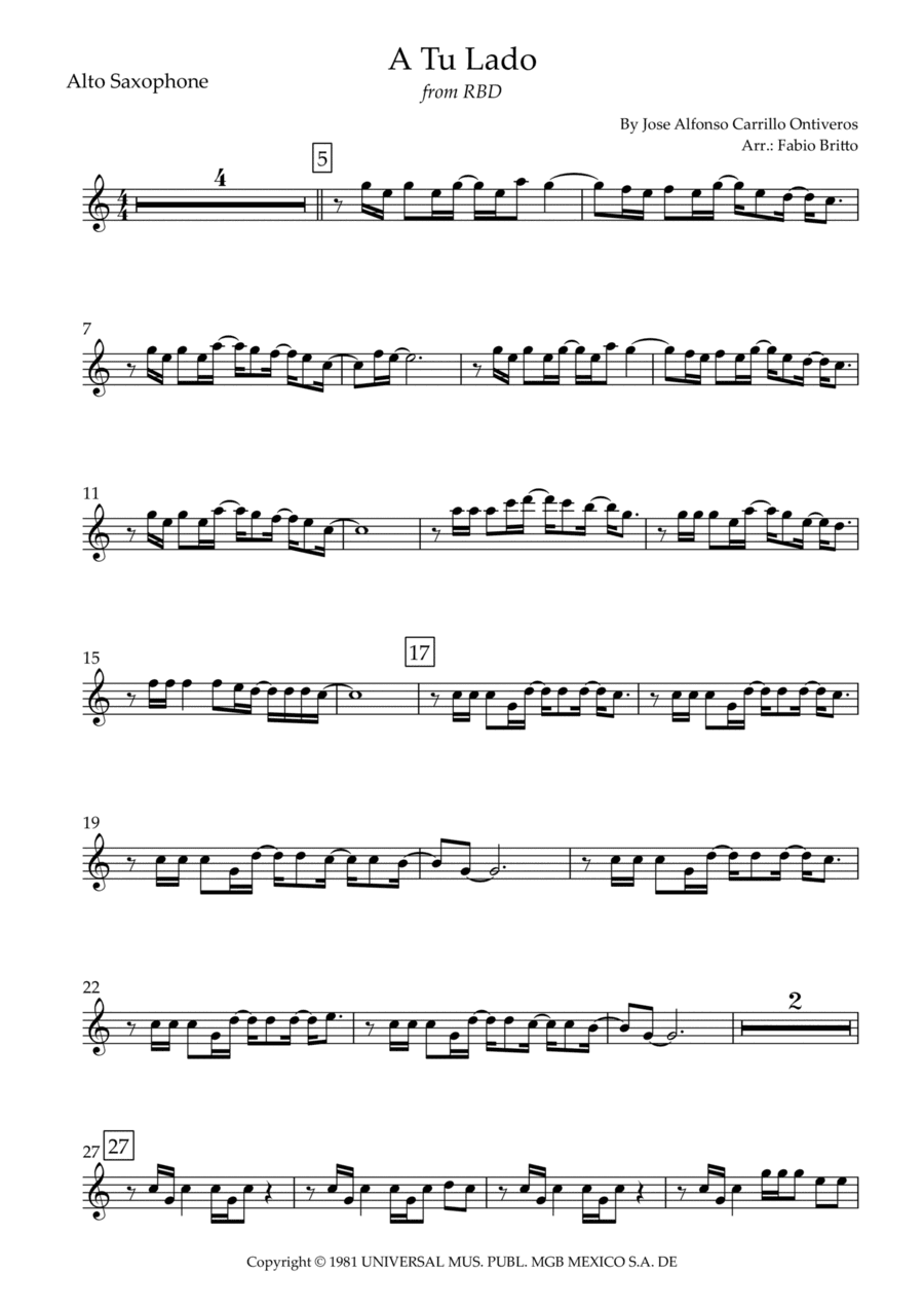 A Tu Lado (arr. Fabio Britto)