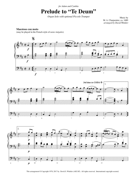 Prelude to "Te Deum" (arr. David Winkler)