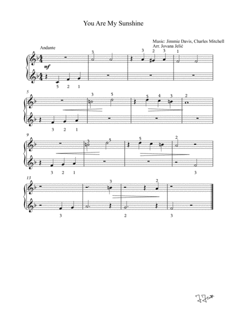You Are My Sunshine, piano, easy