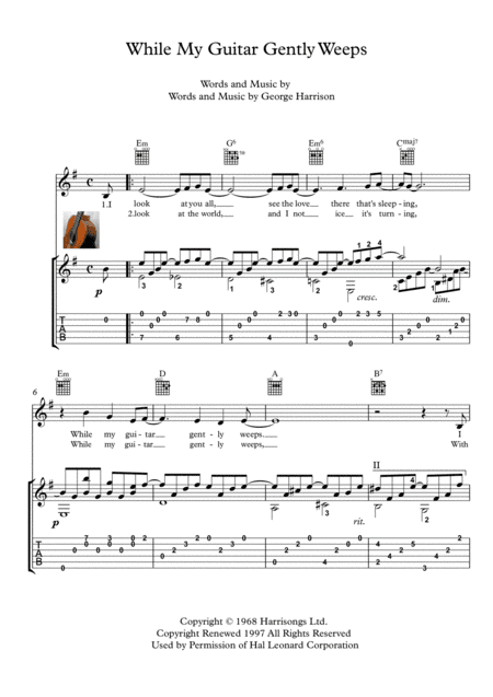 While My Guitar Gently Weeps (arr. PianoSheetNow)