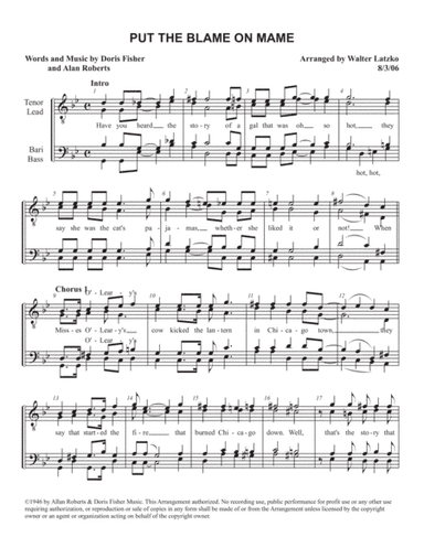 Put The Blame On Mame (arr. Walter Latzko)