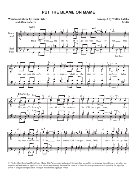 Put The Blame On Mame (arr. Walter Latzko)
