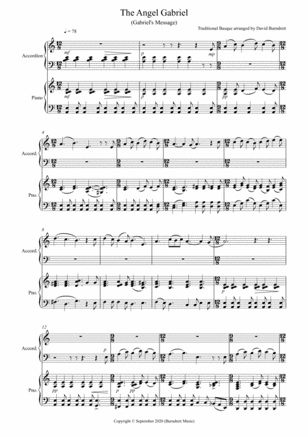 The Angel Gabriel for Accordion and Piano (arr. David Burndrett)