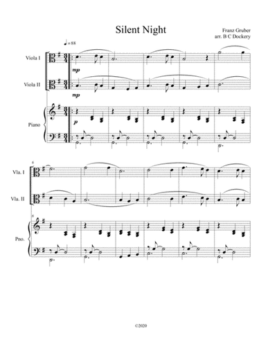 Silent Night (viola duet) with optional piano accompaniment (arr. B C Dockery)