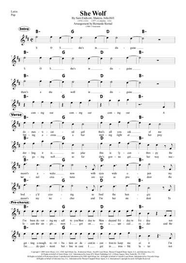 She Wolf (arr. Bernardo Bernal Hidalgo)