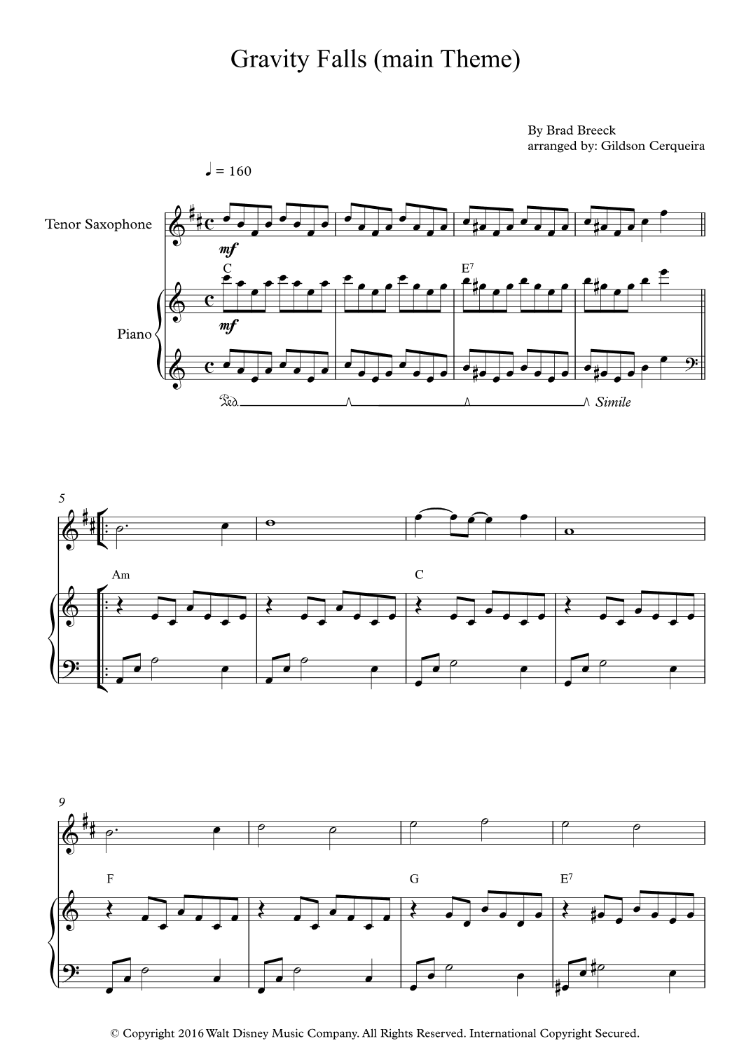 Gravity Falls (main Theme) (arr. Gildson Cerqueira)