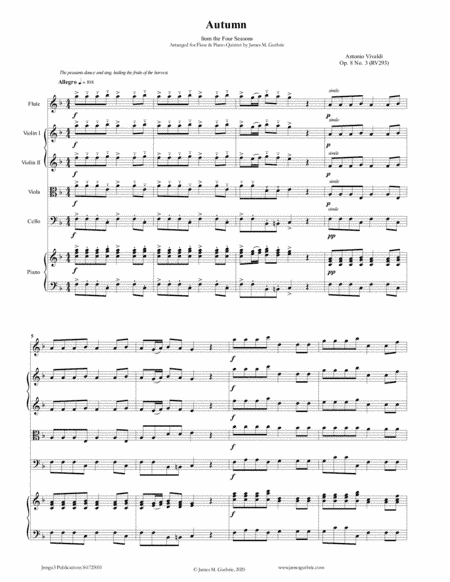 Vivaldi: Autumn from the Four Seasons for Flute & Piano Quintet (arr. James Guthrie, ASCAP)
