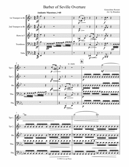 Barber of Seville Overture for Brass Quintet (arr. Sy Brandon)