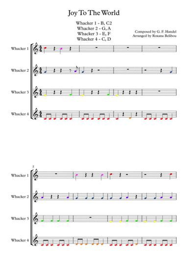 Joy To The World for 8 Notes Diatonic Boomwhackers (arr. Roxana Belibou)