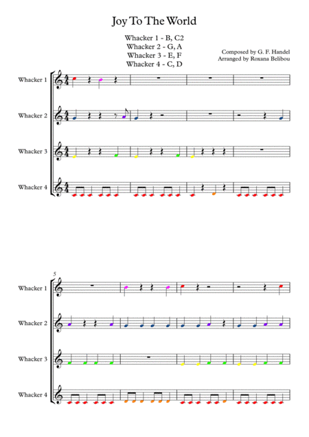 Joy To The World for 8 Notes Diatonic Boomwhackers (arr. Roxana Belibou)