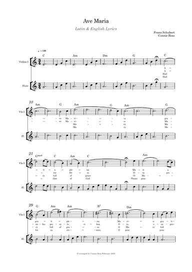 Ave Maria - Flute and Violin duet (arr. Connie Boss)