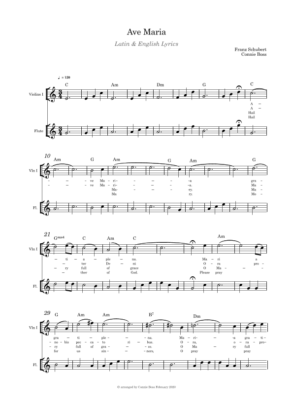 Ave Maria - Flute and Violin duet (arr. Connie Boss)