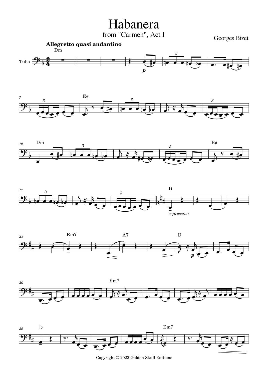 Habanera from "Carmen" (arr. Golden Skull Editions)