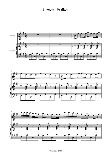 Levan Polkka - Easy Violin and Piano (arr. Ygor Nunes)