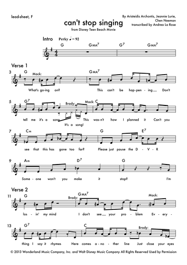 Can't Stop Singing (arr. Andrea La Rose)