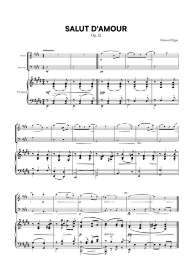 Edward Elgar - Salut d'Amour for Violin, Bassoon and Piano (arr. Cadenza Editions)