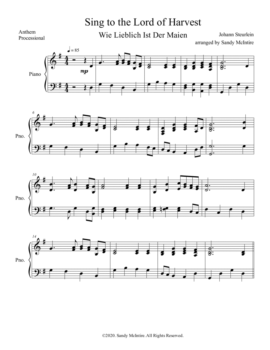 Sing to the Lord of Harvest (arr. Sandy McIntire)