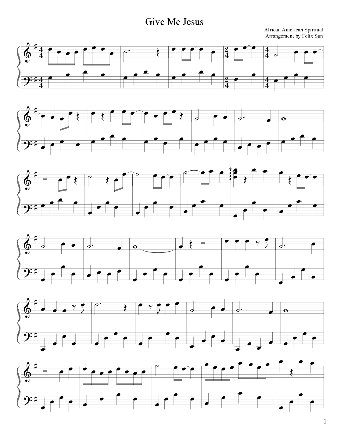 Give Me Jesus (Piano Solo) - Beautiful Traditional American Spiritual (arr. Felix Sun)