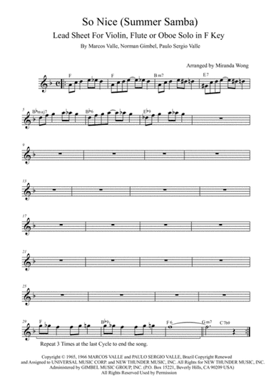 So Nice (summer Samba) (arr. Miranda Wong)