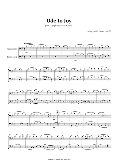 Ode to Joy by Beethoven for Trombone Duet (arr. Ander)