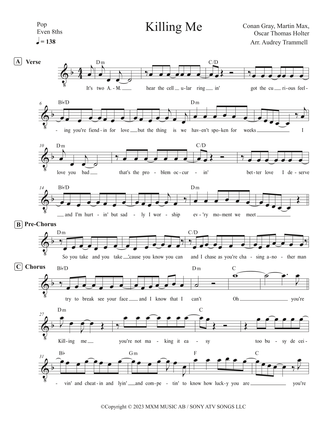 Killing Me (arr. Audrey Trammell)