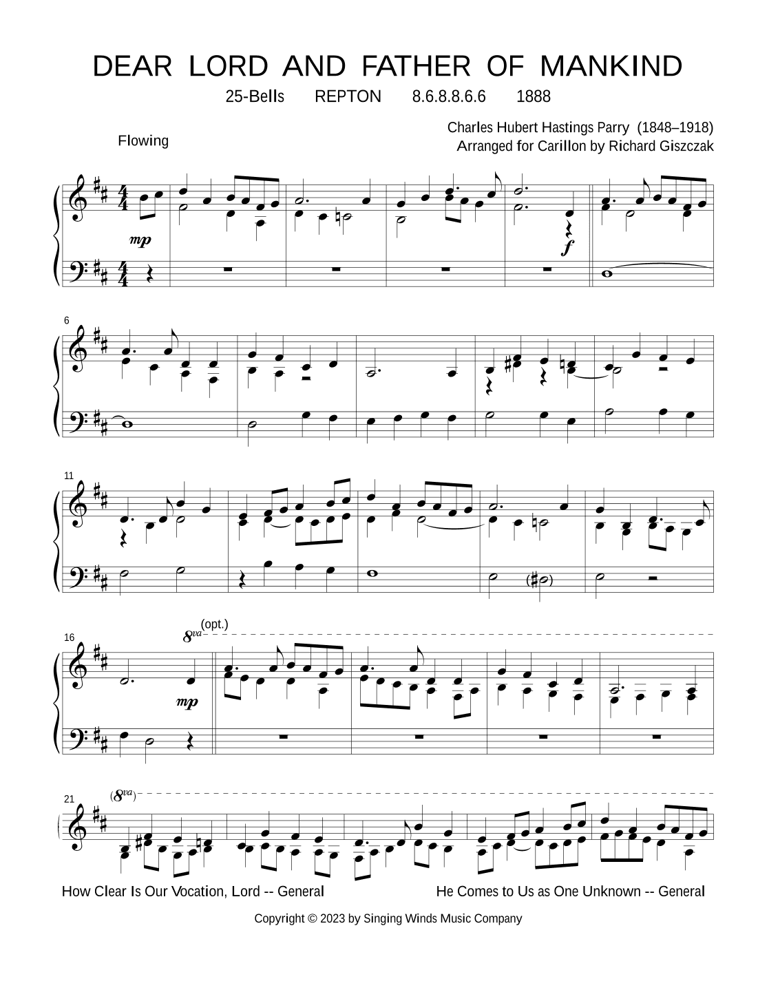 25B. Dear Lord and Father of Mankind (REPTON) (arr. Richard Giszczak)