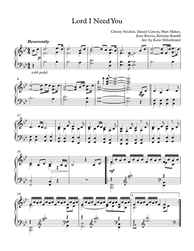 Lord, I Need You (arr. Katie Hillenbrand)