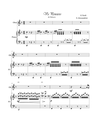 Va pensiero from Nabucco. Oboe and piano (arr. Ester Alessandrini)