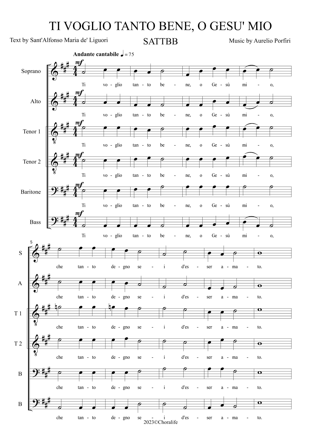 TI VOGLIO TANTO BENE, O GESU' MIO