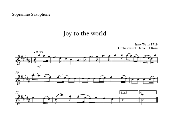 Joy to the world - Christmas Carol - Sopranino Saxophone (arr. Daniel H Rosa)