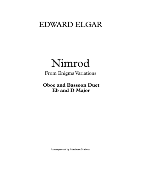 Nimrod Oboe and Bassoon Duet-Two Tonalities Included (arr. Abraham Maduro)
