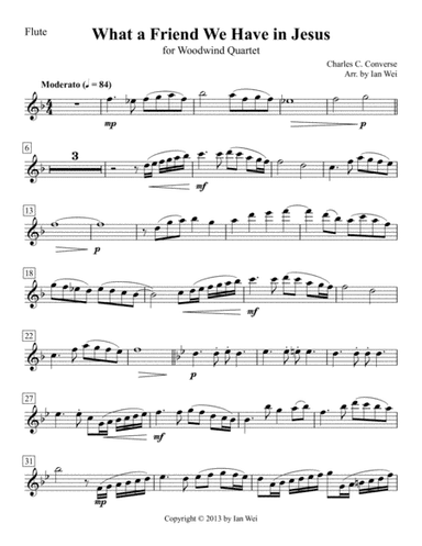 What a Friend We Have in Jesus for Woodwind Quartet (arr. Ian Wei)