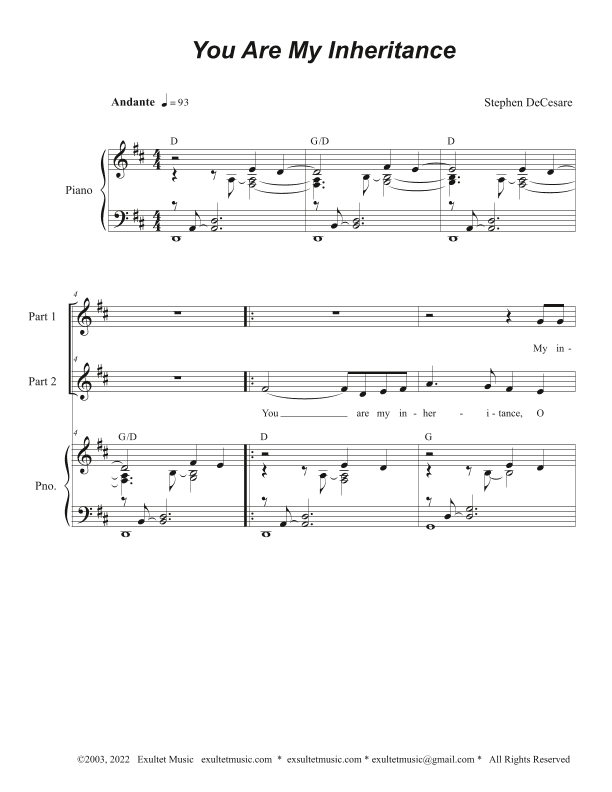 You Are My Inheritance (2-part choir)