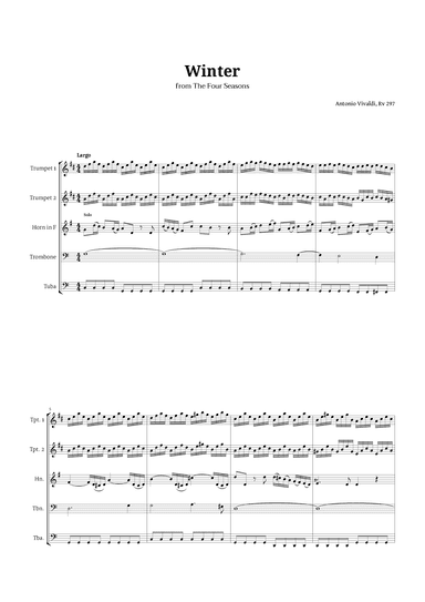 Largo from Winter by Vivaldi for Brass Quintet (arr. Langanho)