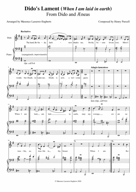 Dido's Lament [Low Voice; key: Em] (arr. Maxence Lasserre-Engberts)