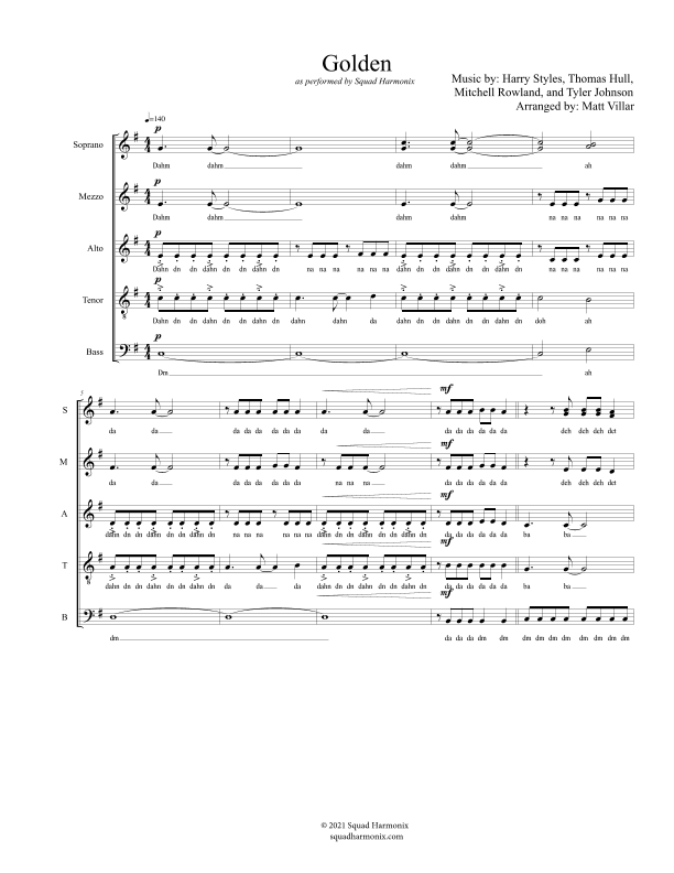 Golden (arr. Matthew Villar)