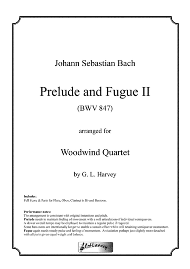 Prelude and Fugue II (BWV 847) for Woodwind Quartet (arr. G L Harvey)